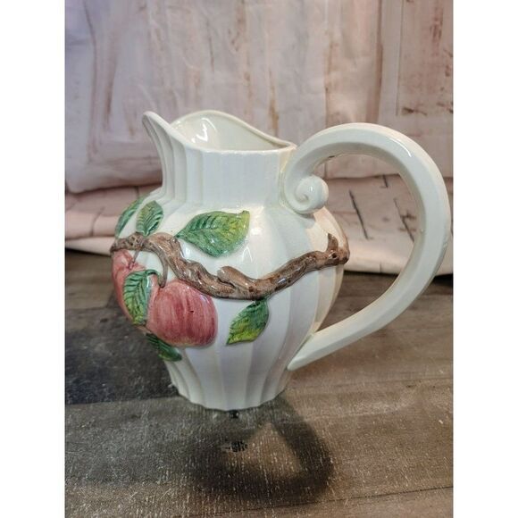 Omnibus‎ japan pitcher red apple ceramic leaf - Picture 2 of 7